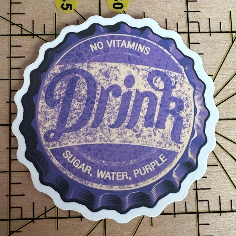 💜13/$13 +Bundle Sticker Sale| Grape Soda Pop Cap Waterproof Sticker